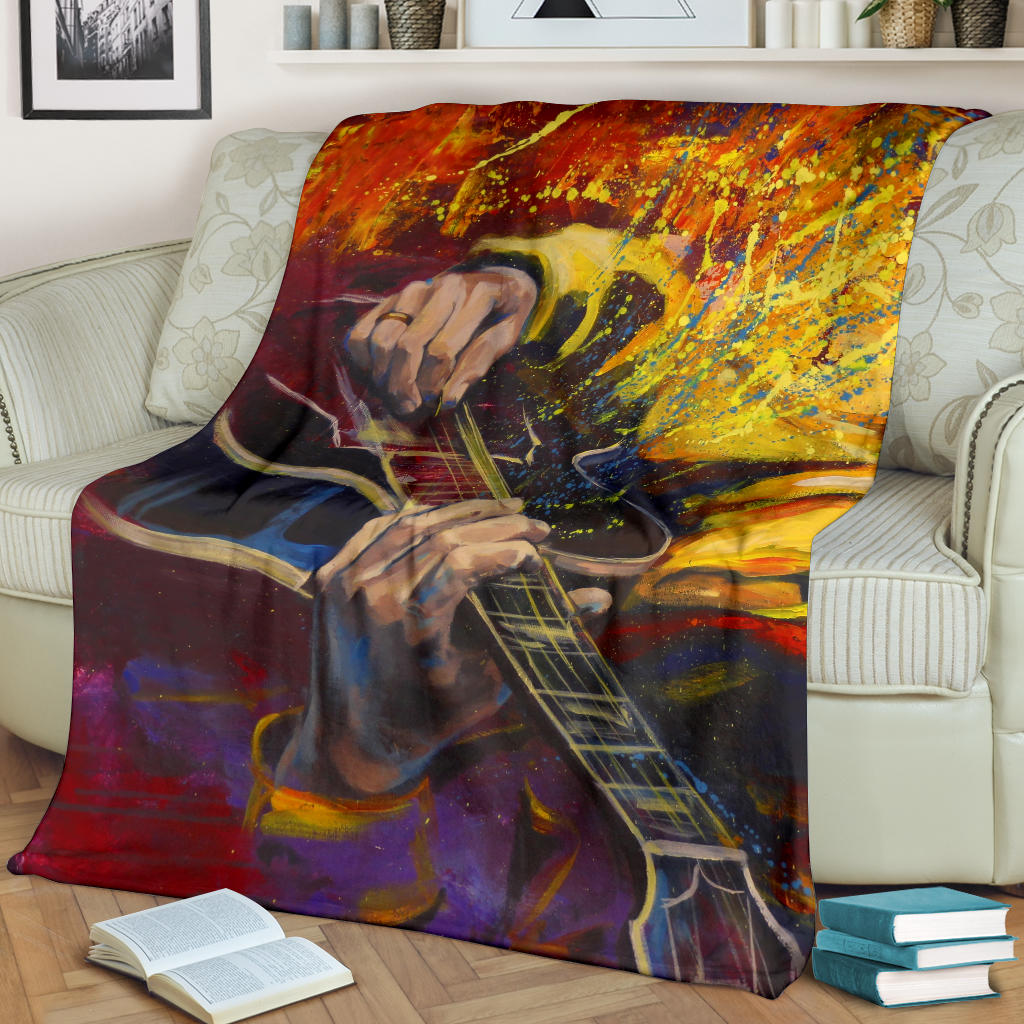 Guitar Player Painting Blanket