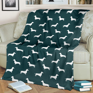 Green Dachshund Pattern Blanket