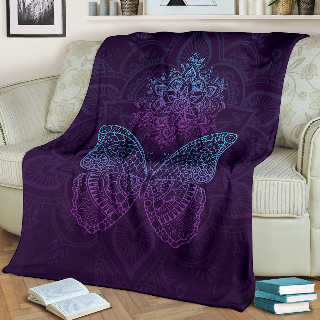 Purple Butterfly Mandala Blanket