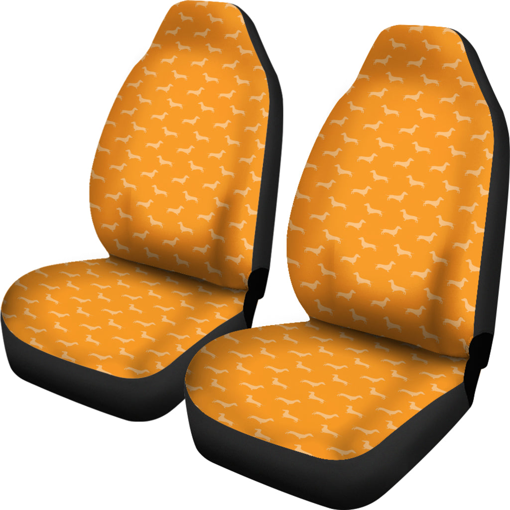 Orange Dachshund Pattern Universal Fit Car Seat Covers