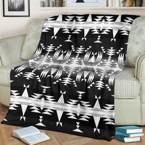 Black And White Geometric Native Pattern Blanket