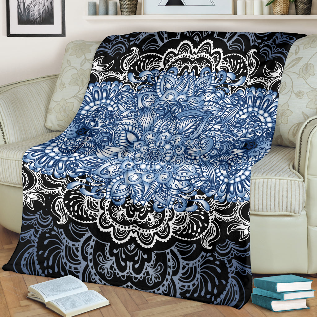 Blue Lotus Mandala Blanket