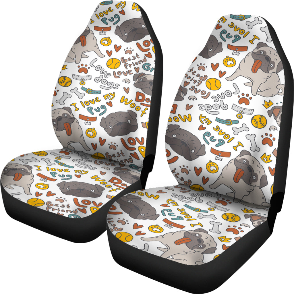 I Love My Pug Universal Fit Car Seat Covers