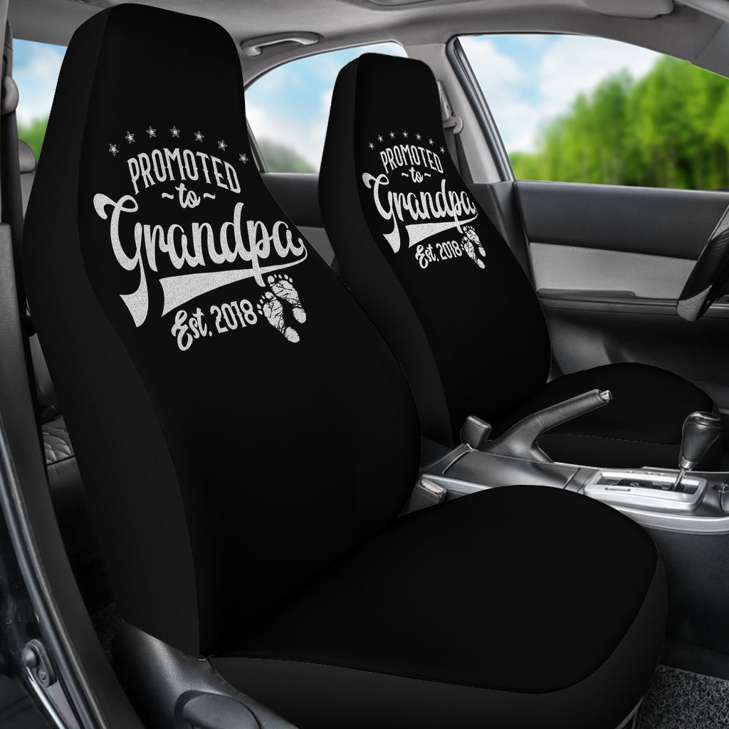 Promoted To Grandpa Est. 2018 Universal Fit Car Seat Covers