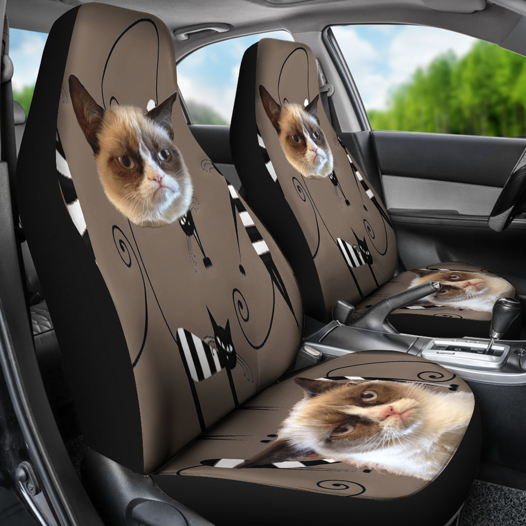 Grumpy Cat Face Universal Fit Car Seat Covers