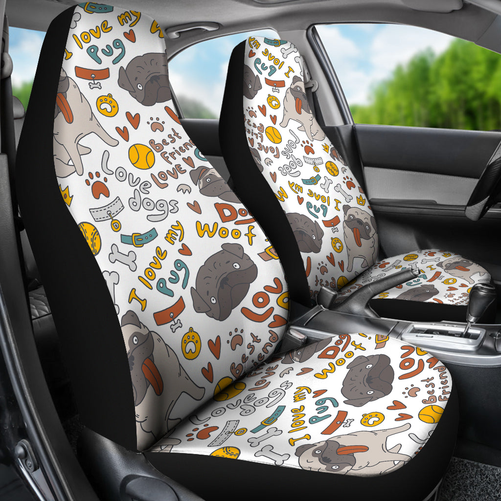 I Love My Pug Universal Fit Car Seat Covers