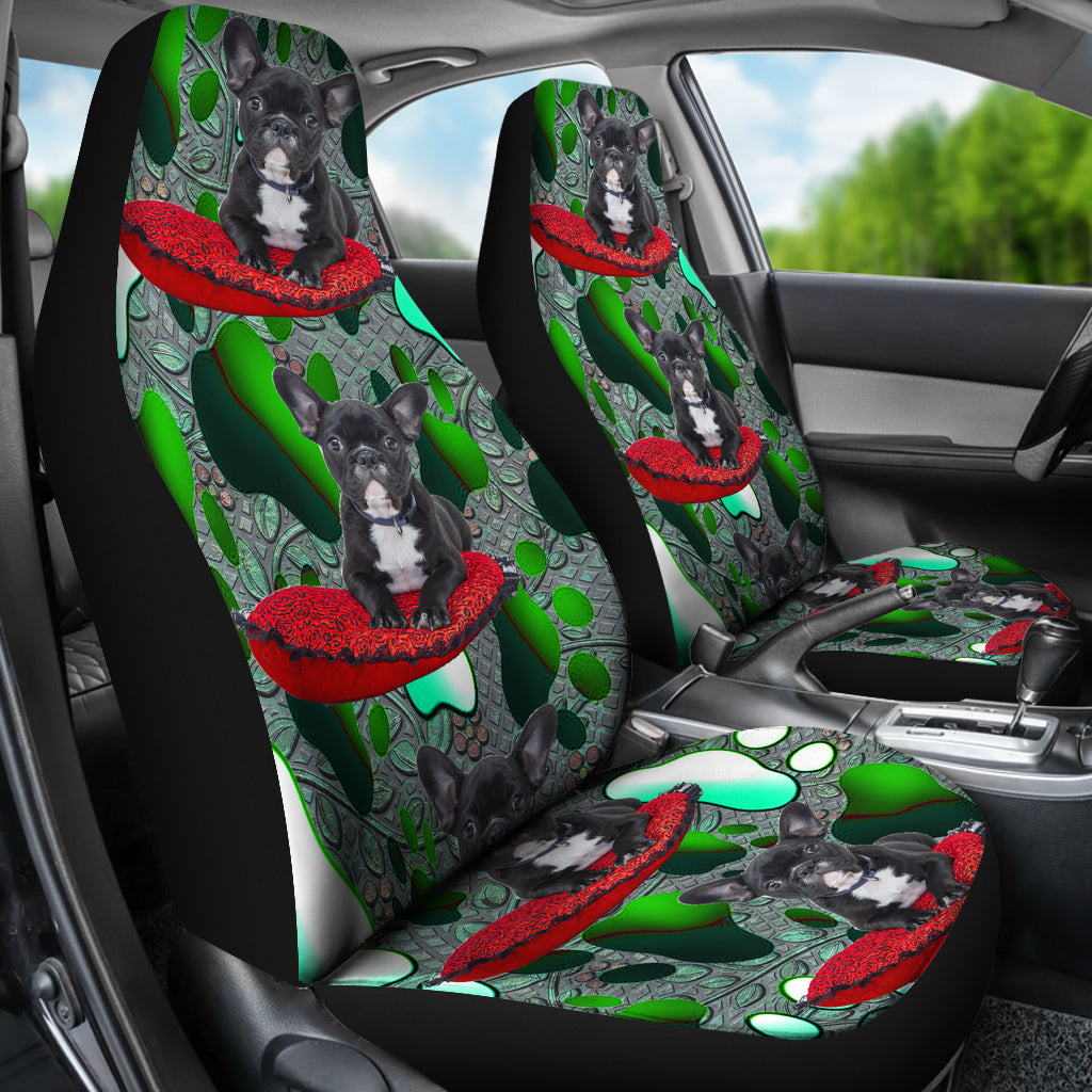 Black French Bulldog Universal Fit Car Seat Covers