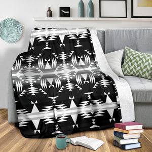 Black And White Geometric Native Pattern Blanket