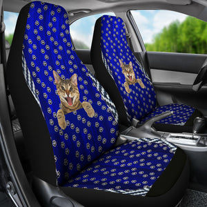 Blue Meow Pattern Universal Fit Car Seat Covers