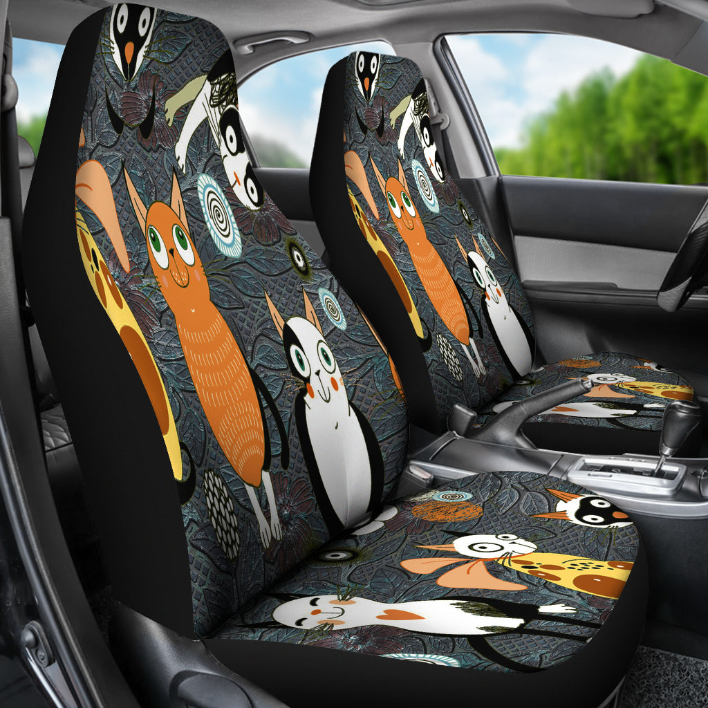 Funny Cartoon Cats Universal Fit Car Seat Covers