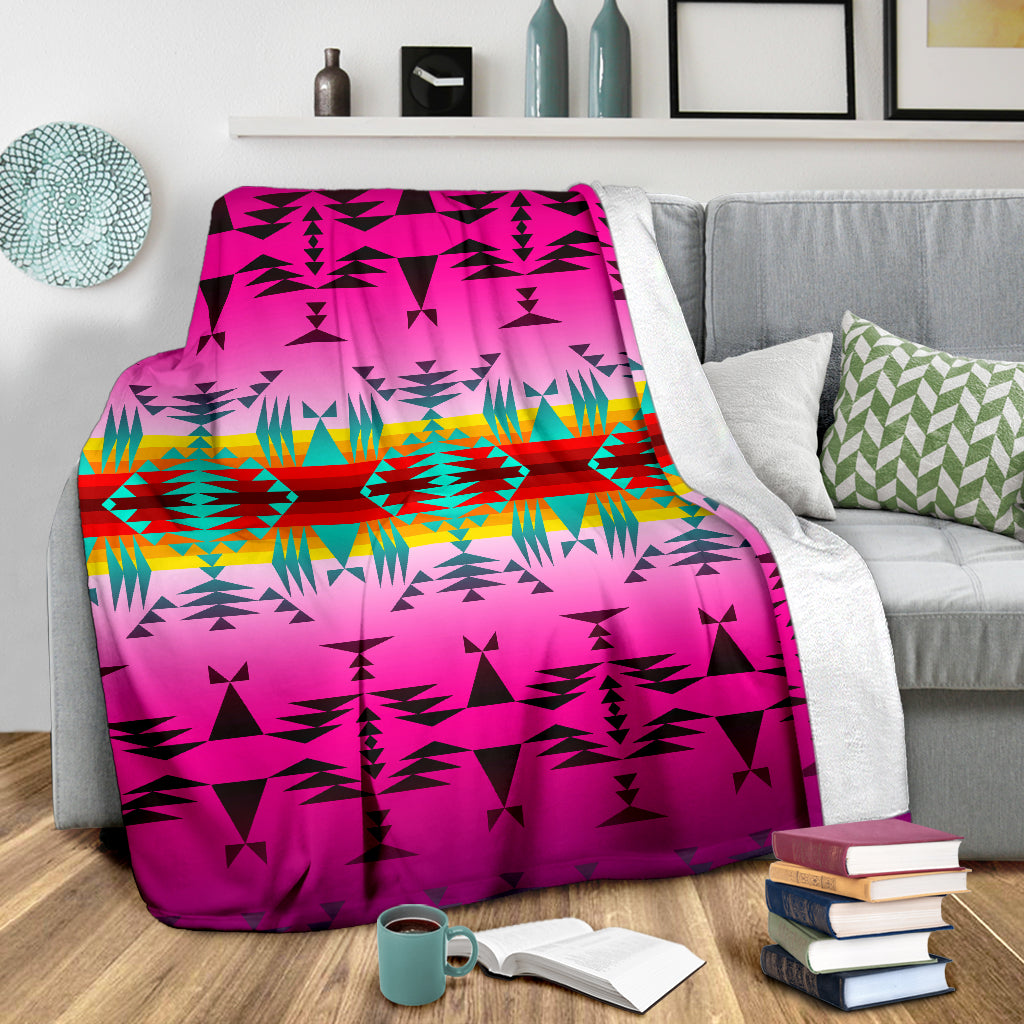 Purple Sunset Geometric Native Pattern Blanket