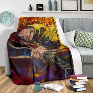 Guitar Player Painting Blanket