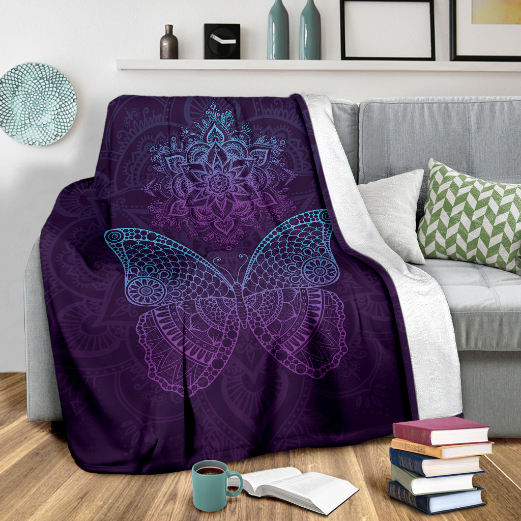 Purple Butterfly Mandala Blanket