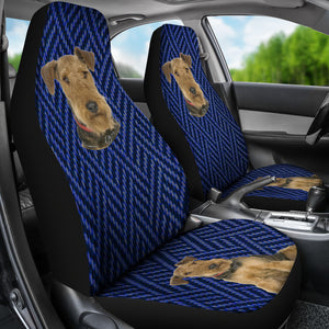 Blue Airedale Terrier Pattern Universal Fit Car Seat Covers