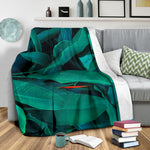 Turquoise Tropical Leaves Blanket