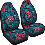 Pink And Teal Sugar Skull Universal Fit Car Seat Covers