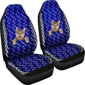 Blue Meow Pattern Universal Fit Car Seat Covers