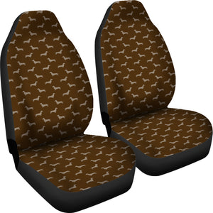 Brown Dachshund Pattern Universal Fit Car Seat Covers