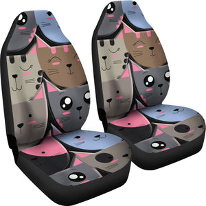 Kawaii Cat Faces Universal Fit Car Seat Covers