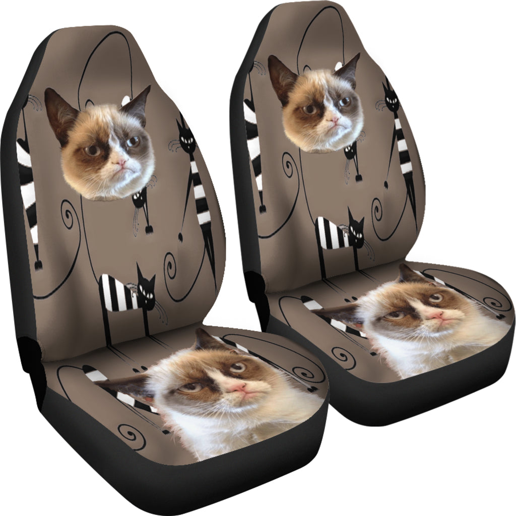 Grumpy Cat Face Universal Fit Car Seat Covers