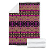 Purple Brown And Black Geometric Native Pattern Blanket