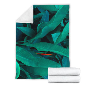 Turquoise Tropical Leaves Blanket