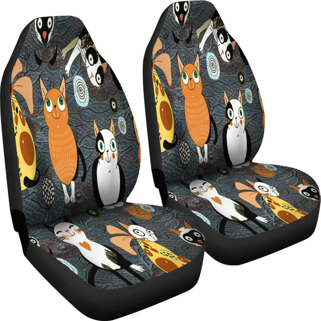 Funny Cartoon Cats Universal Fit Car Seat Covers