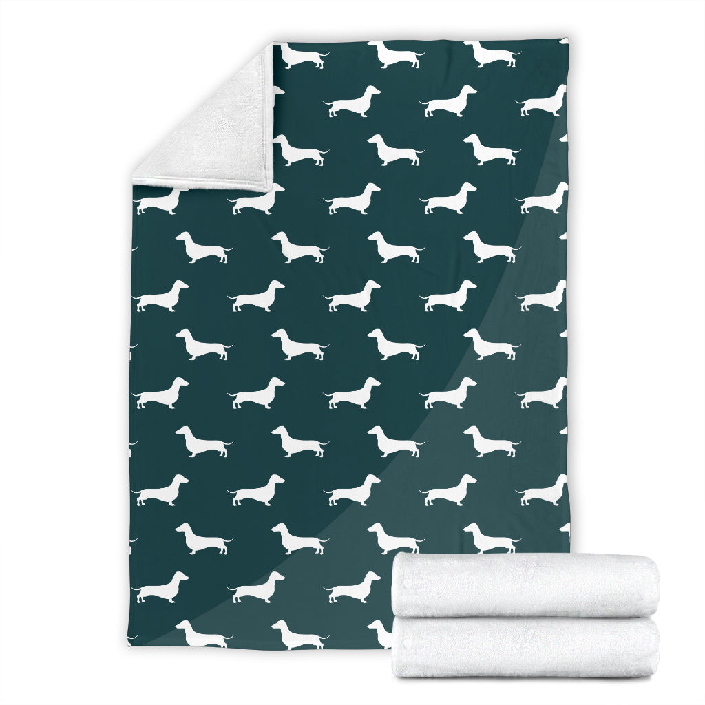 Green Dachshund Pattern Blanket