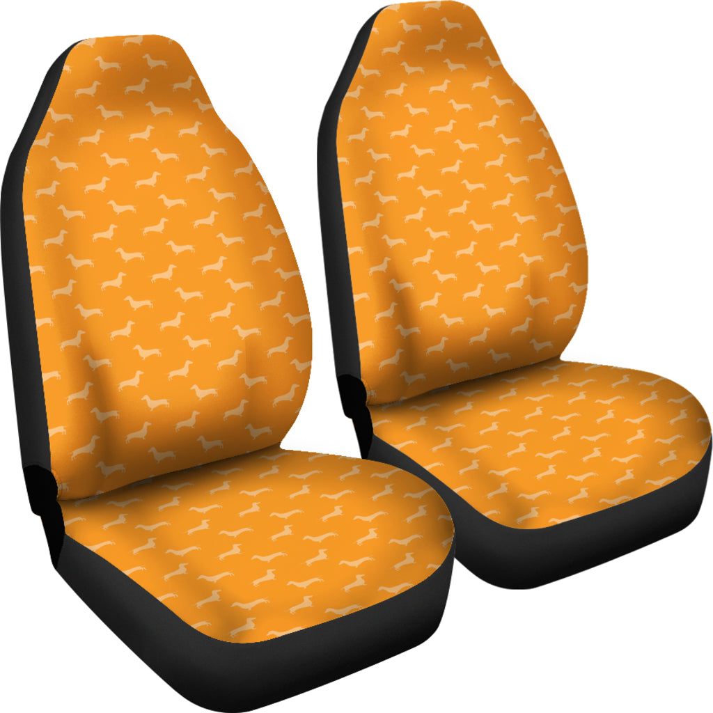 Orange Dachshund Pattern Universal Fit Car Seat Covers