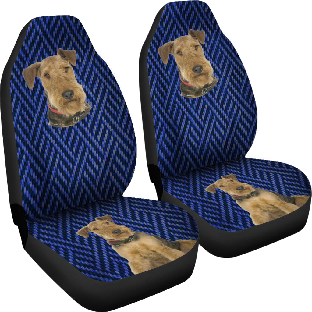 Blue Airedale Terrier Pattern Universal Fit Car Seat Covers