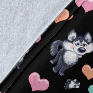 Lovely Husky Cartoon Pattern Blanket