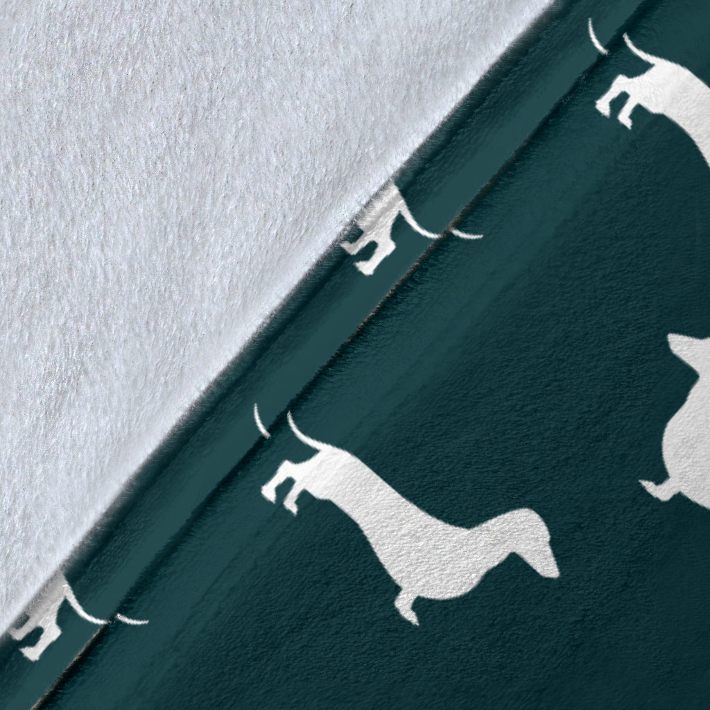 Green Dachshund Pattern Blanket