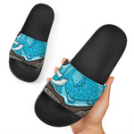 Frozen Mammoth And Fossil Print Black Slide Sandals