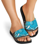 Frozen Mammoth And Fossil Print Black Slide Sandals