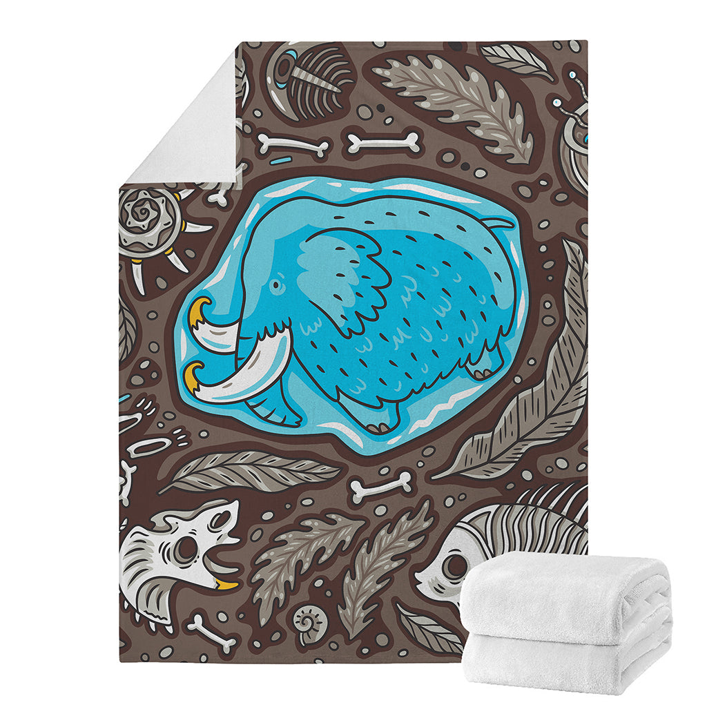 Frozen Mammoth And Fossil Print Blanket