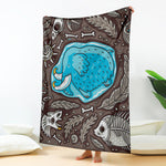 Frozen Mammoth And Fossil Print Blanket
