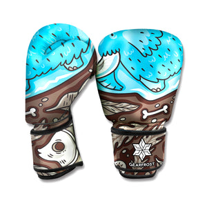 Frozen Mammoth And Fossil Print Boxing Gloves