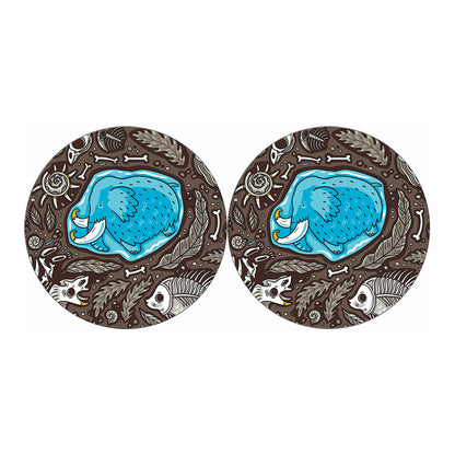 Frozen Mammoth And Fossil Print Car Coasters
