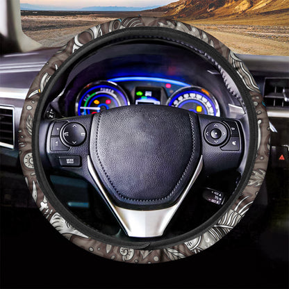 Frozen Mammoth And Fossil Print Car Steering Wheel Cover