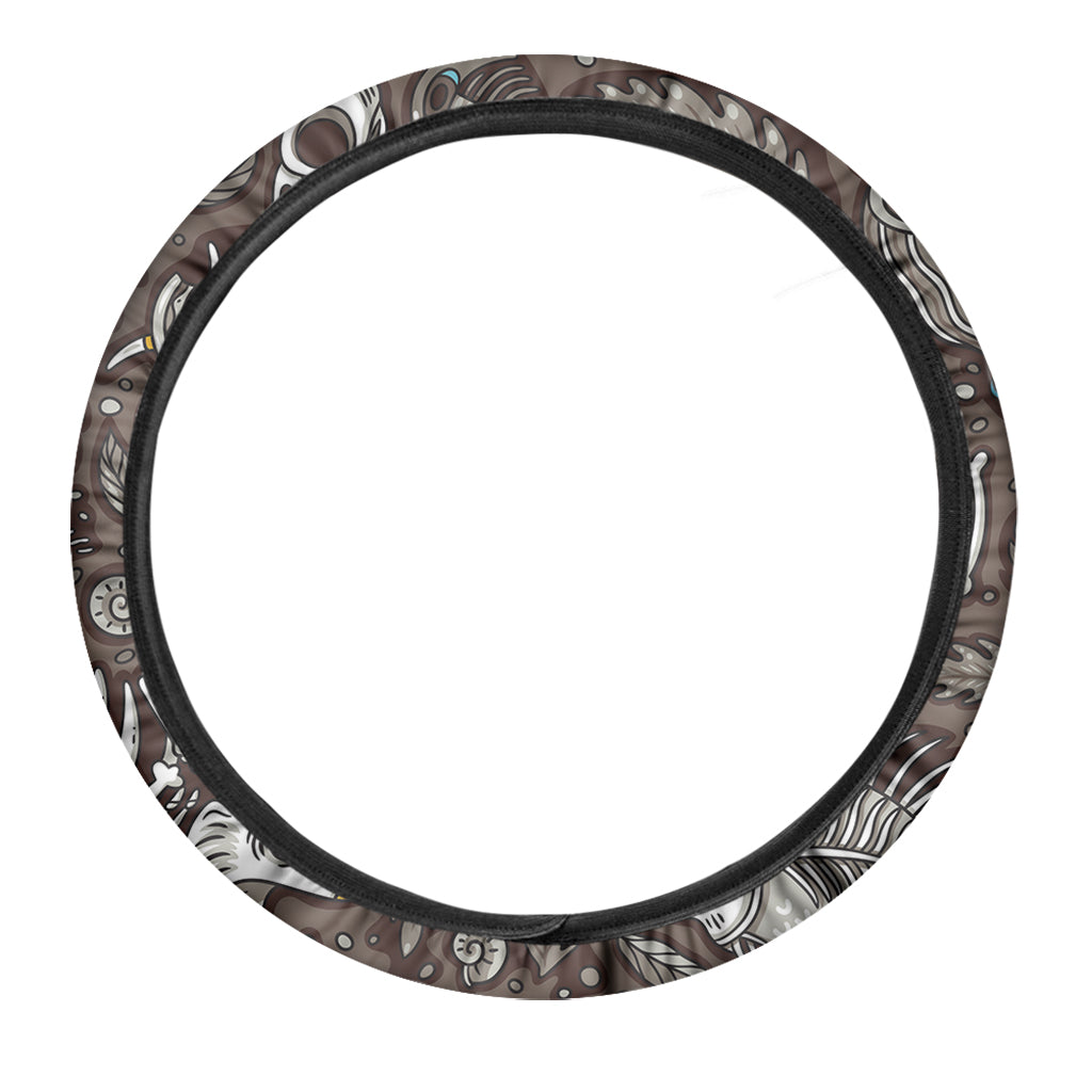 Frozen Mammoth And Fossil Print Car Steering Wheel Cover