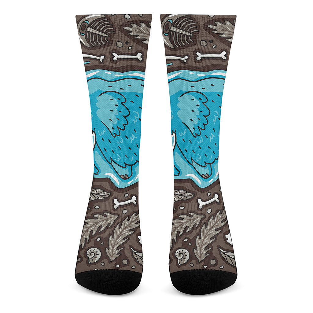 Frozen Mammoth And Fossil Print Crew Socks