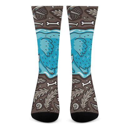 Frozen Mammoth And Fossil Print Crew Socks