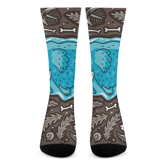 Frozen Mammoth And Fossil Print Crew Socks