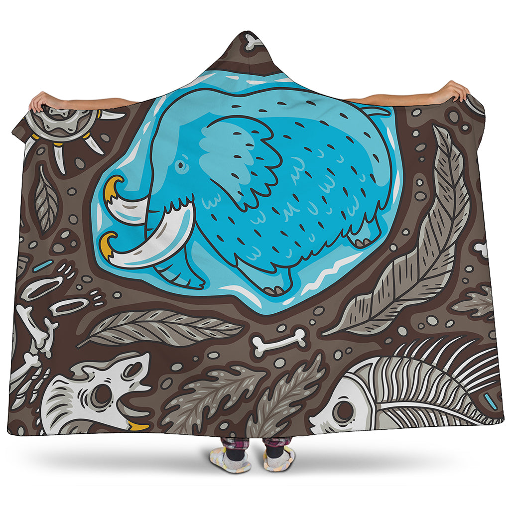 Frozen Mammoth And Fossil Print Hooded Blanket