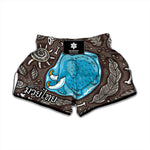 Frozen Mammoth And Fossil Print Muay Thai Boxing Shorts