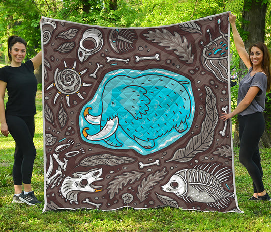 Frozen Mammoth And Fossil Print Quilt