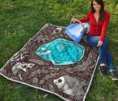 Frozen Mammoth And Fossil Print Quilt