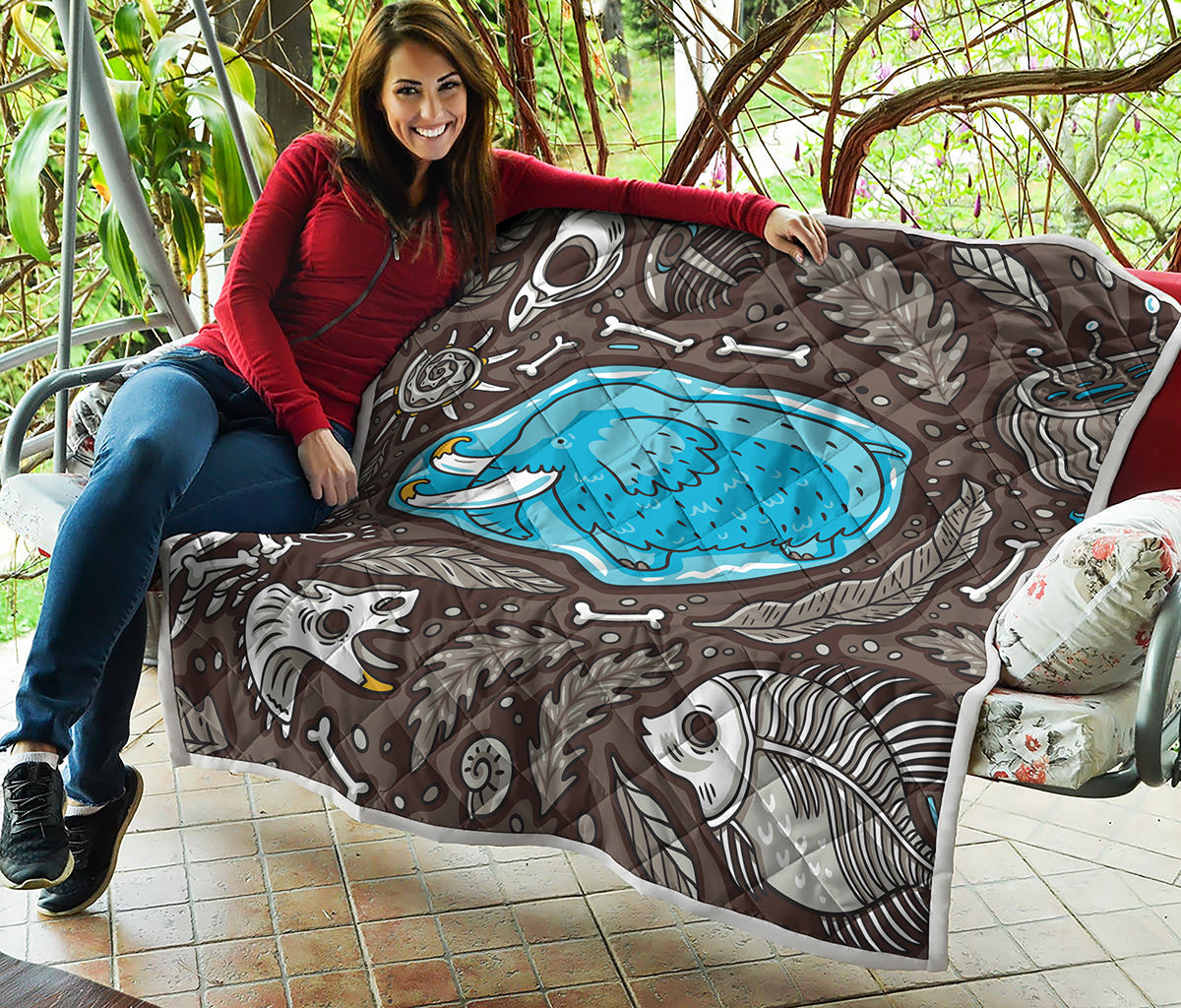 Frozen Mammoth And Fossil Print Quilt
