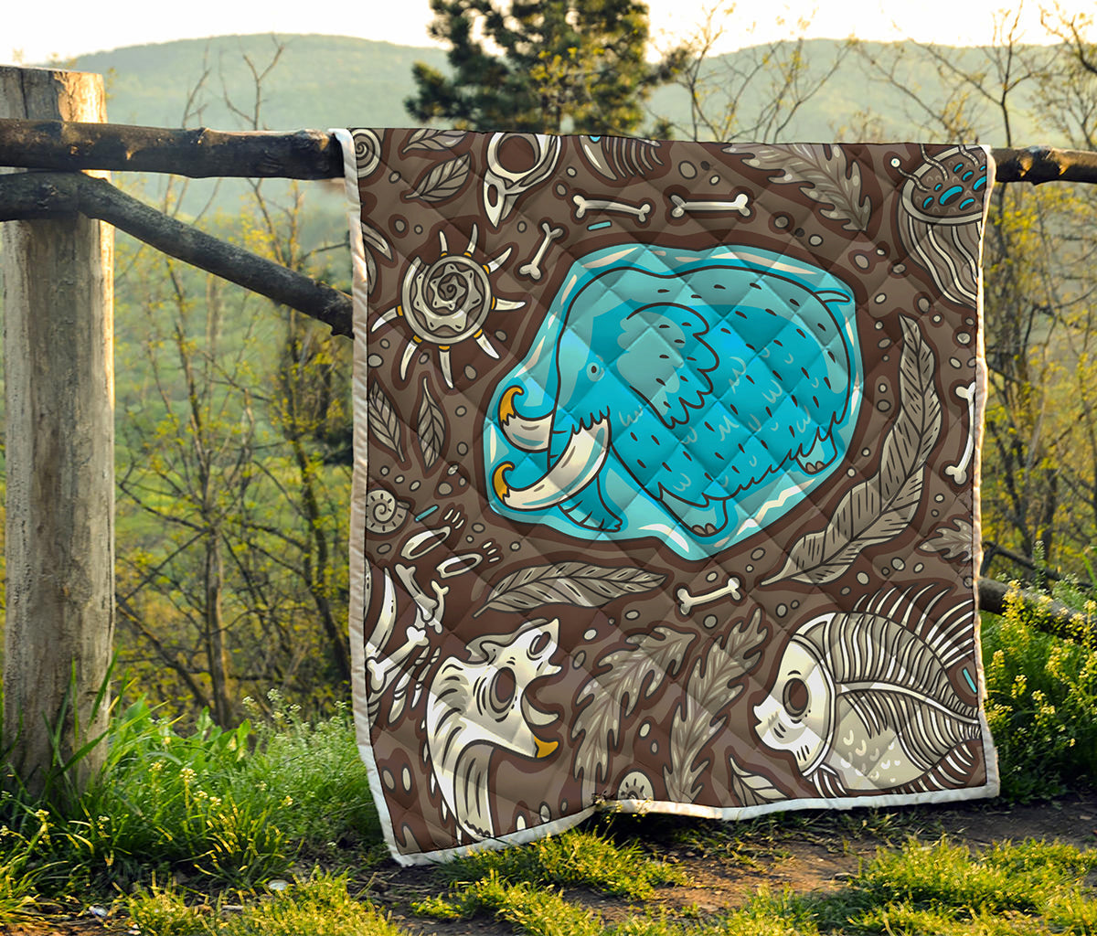 Frozen Mammoth And Fossil Print Quilt