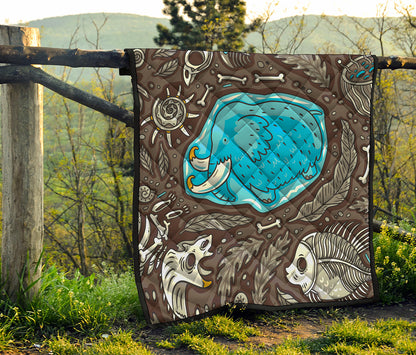 Frozen Mammoth And Fossil Print Quilt